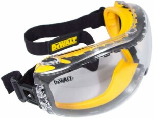 Lunettes de chantier 2026 DeWalt avec bande élastique, protection intégrale des yeux pour le chantier et le bricolage.