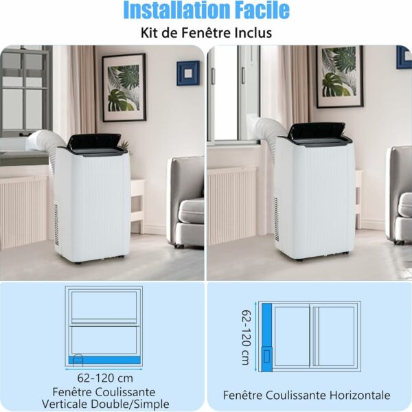 RELAX4LIFE Climatiseurs Mobiles Silencieux 6 en 1, Climatiseur Portable, Refroidisseur, Ventilateur, Déshumidificateur, Chauffage, Auto, Mode Nuit, Clim Mobile, Faible Conso, Évacuation, Wifi, 42m²