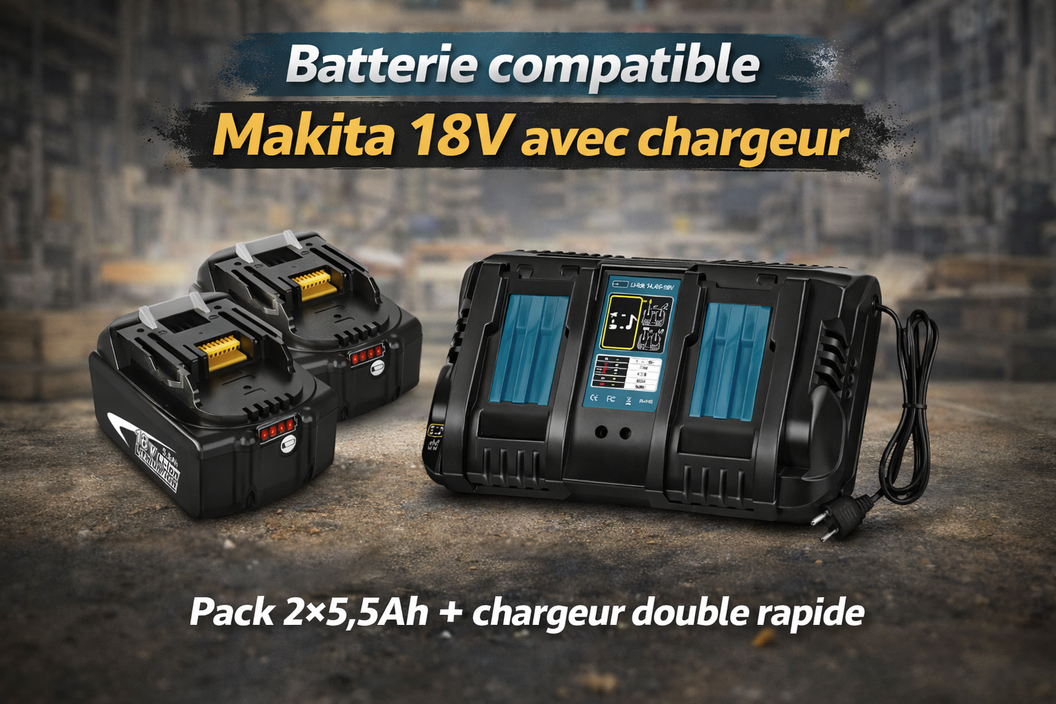 Lire la suite à propos de l’article Batteries compatibles Makita 18V avec chargeur : avis sur le pack 2×5,5Ah TOPBATT