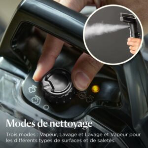 Shampouineuse vapeur multi-surfaces avec modes Vapeur, Lavage et Lavage + Vapeur pour nettoyage tapis et tissus