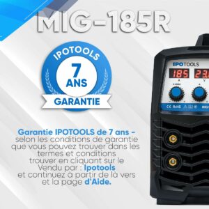 Garantie 7 ans IPOTOOLS MIG-185R poste à souder inverter 230V haute fiabilité