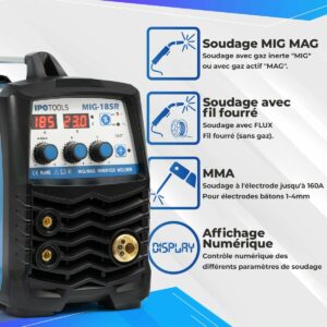 Poste à souder MIG MAG 4 en 1 avec affichage numérique, modes MIG, fil fourré et MMA