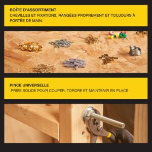Outils Stanley 38 pièces avec boîte d’assortiment de vis et chevilles murales pour bricolage maison