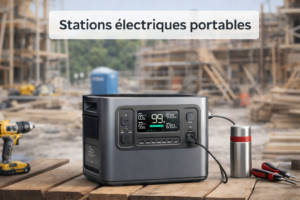 stations électriques portables utilisées sur chantier pour alimenter des outils électriques et équipements de rénovation