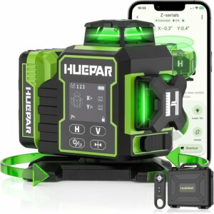 meilleur niveau laser Huepar W03CG 3x360° vert avec contrôle Bluetooth et base rotative motorisée