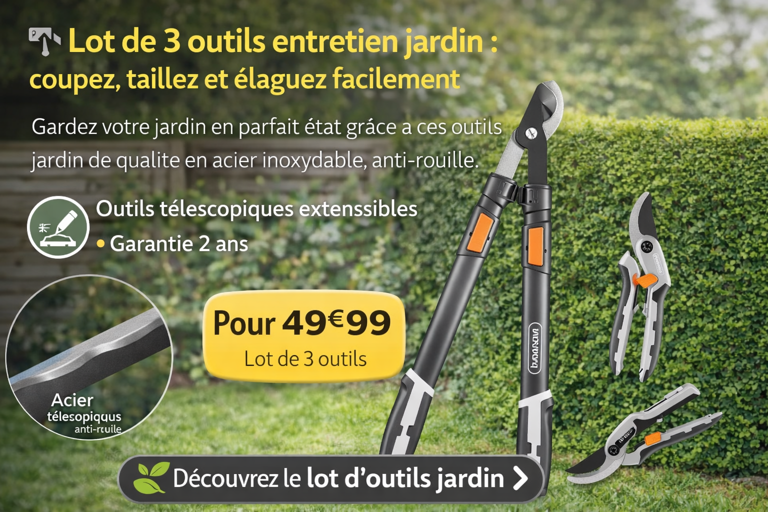 Lire la suite à propos de l’article Lot de 3 outils entretien jardin : l’essentiel pour un extérieur impeccable