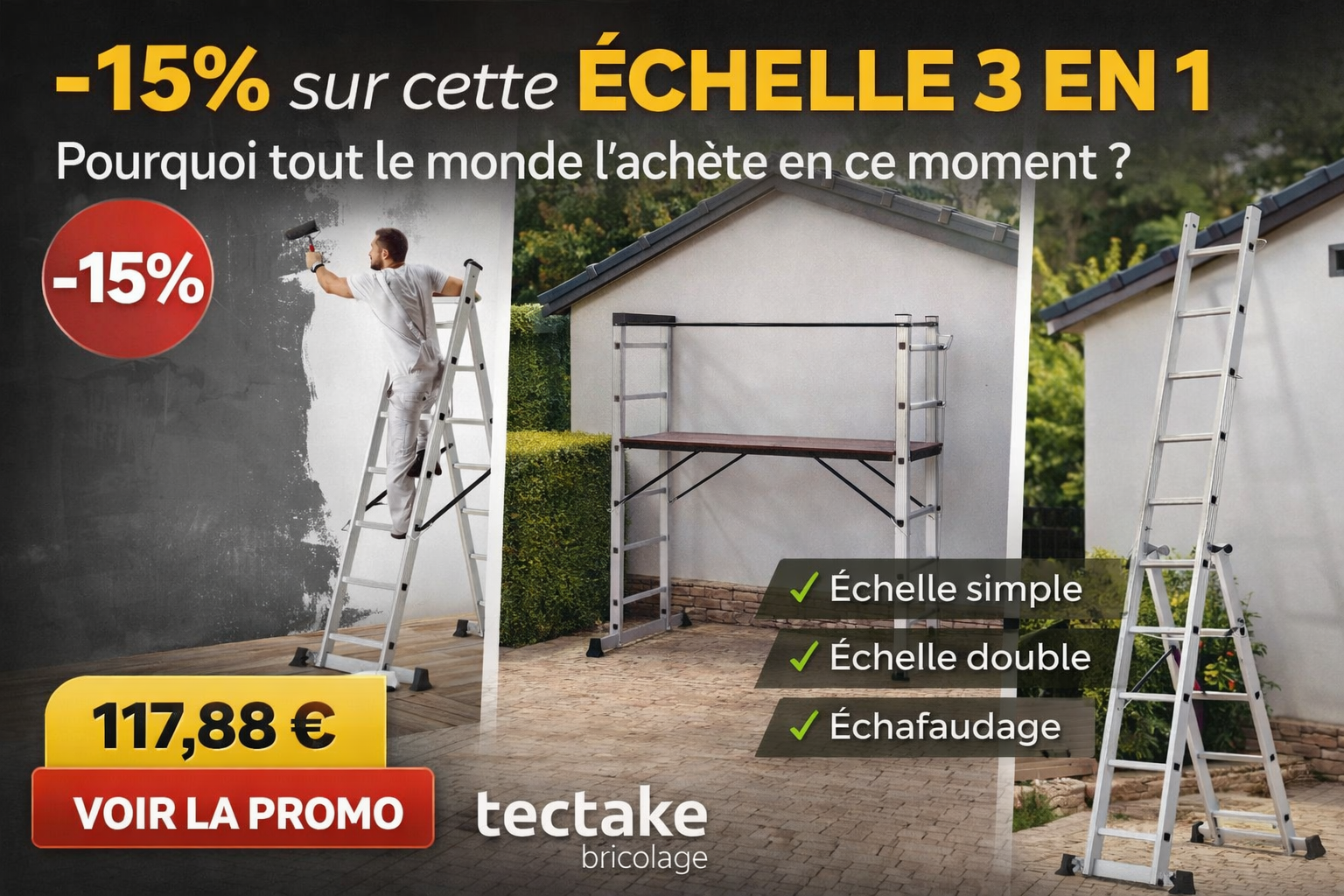 Lire la suite à propos de l’article Cette échelle 3 en 1 en promo peut vous éviter d’en acheter trois