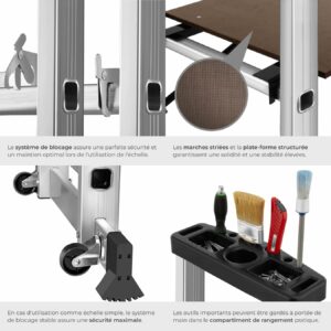 système de blocage sécurisé et plateforme structurée d’une échelle 3 en 1 en promotion