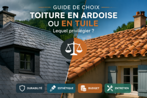 toiture en ardoise ou en tuile comparatif visuel entre une maison avec toit en ardoise et une maison avec toit en tuiles rouges